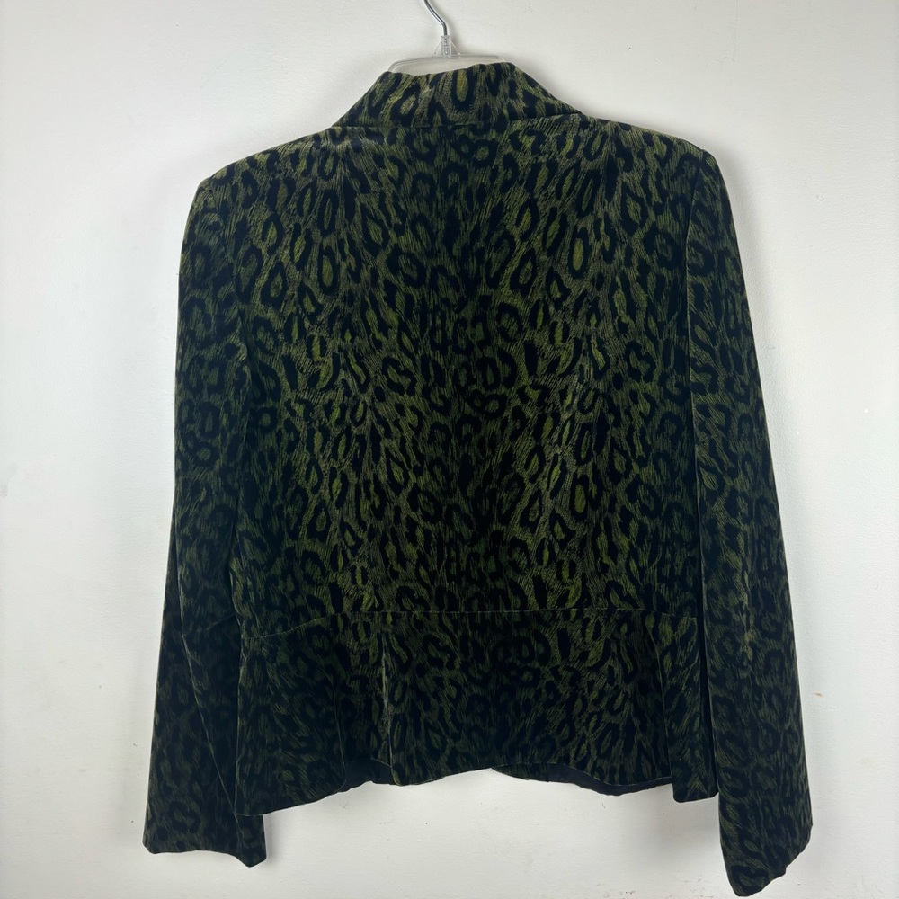 Anthro-Anthracite Leopard print green velvet blazer w/peacock pin-Woman’s 10-EUC - Picture 10 of 14
